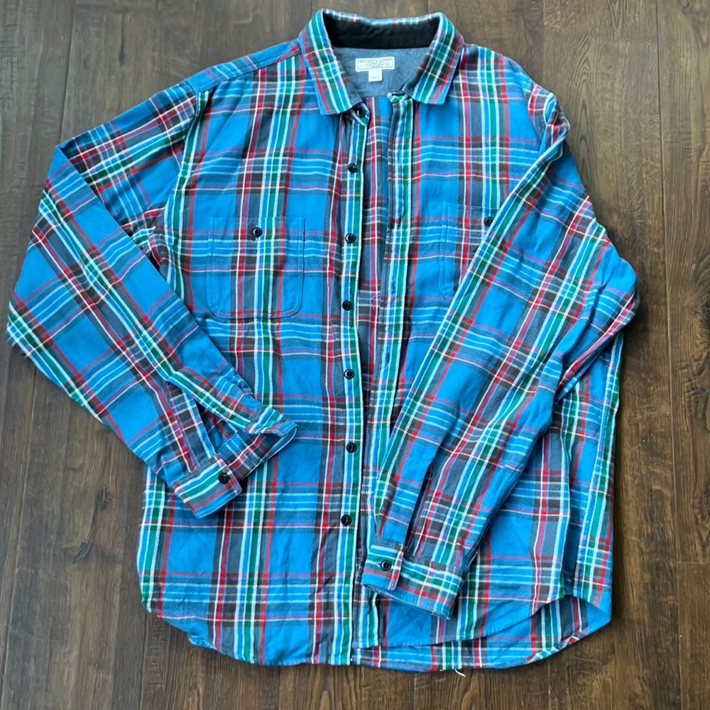 Men’s Blue Flannel Button Up Shirt J Crew Wallace & Barnes